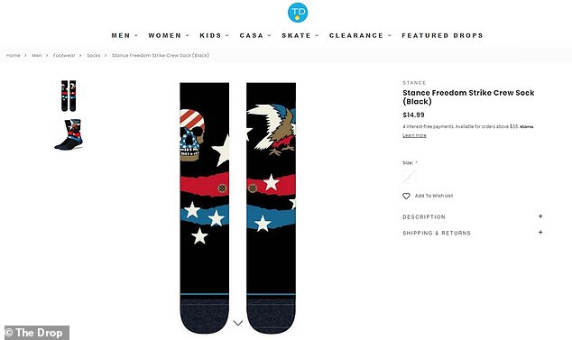 The socks are also available at The drop for .99