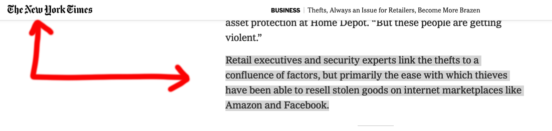 Retail theft New York Times story