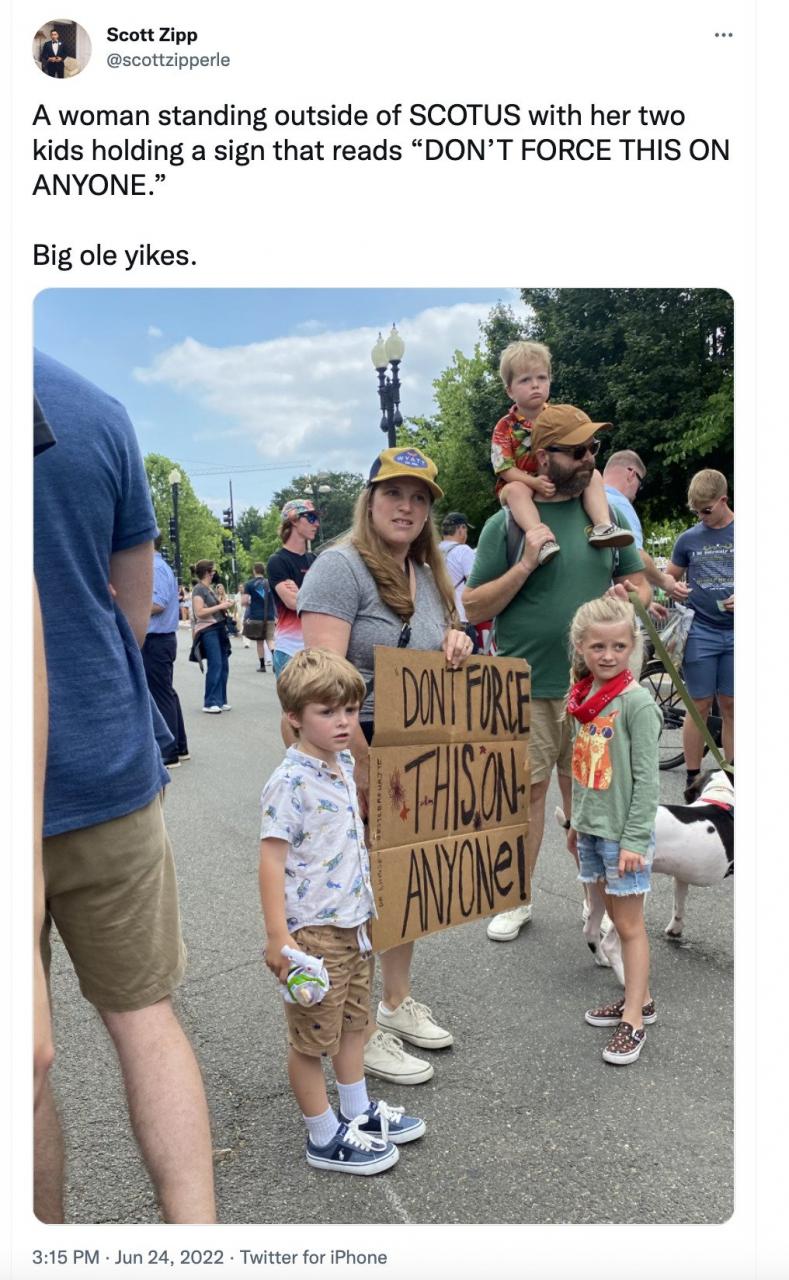 Mom Gets Shredded For Putting Her Kids Next to Sign, “Don’t Force This On Anyone” at Pro-Abortion Rally