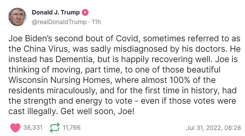 TOO FUNNY: President Trump DESTROYS “Dementia” Joe Biden on His Second COVID Diagnosis