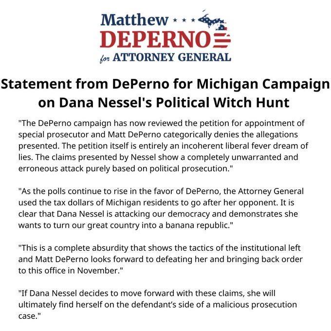 “Incoherent Liberal Fever Dream of Lies” – Michigan Attorney General Candidate Matt DePerno Responds to AG Nessel’s Threats of Political Lawsuit