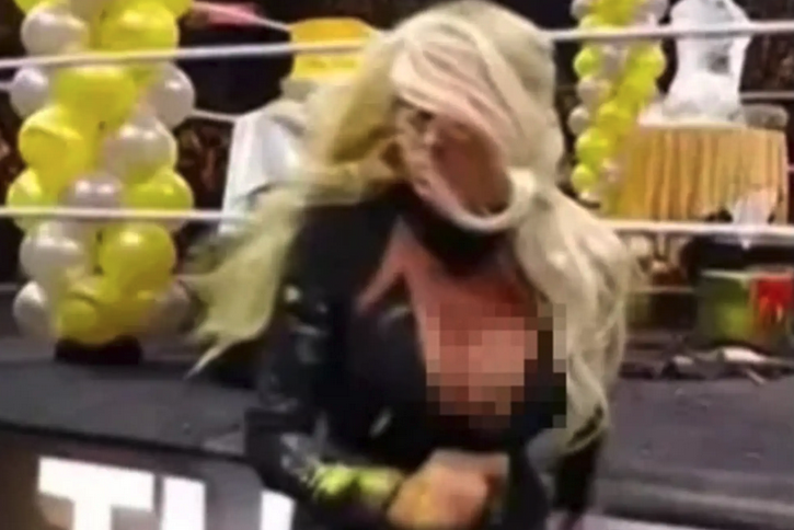 Maryse suffers a wardrobe malfunction while running away from The Miz's birthday party.
