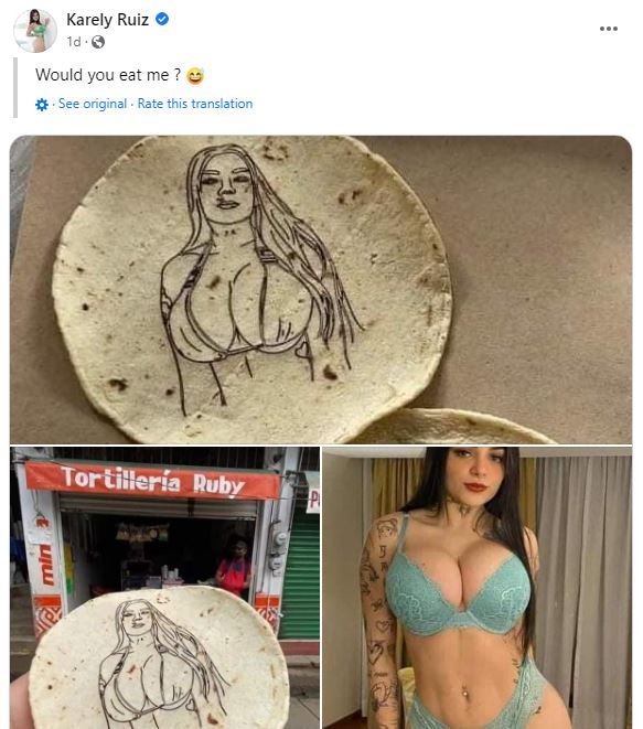 Mexican Restaurant Selling Tortillas With OnlyFans Model Karely Ruiz On Them