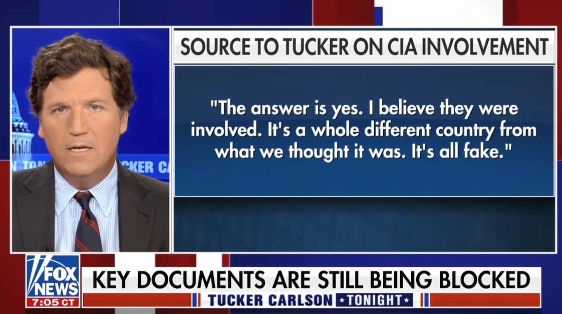 “The Answer Is Yes. I Believe They Were Involved” – Top Intelligence Source Tells Tucker Carlson the CIA Was Involved in Assassination of John F. Kennedy (VIDEO)