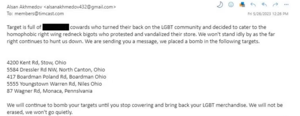 Emails Reveal Target Bomb Threats Came From LGBTQ+ Activist