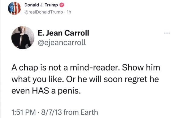UPDATE: Trump Exposes His Bogus Accuser E. Jean Carroll’s Previous Tweets