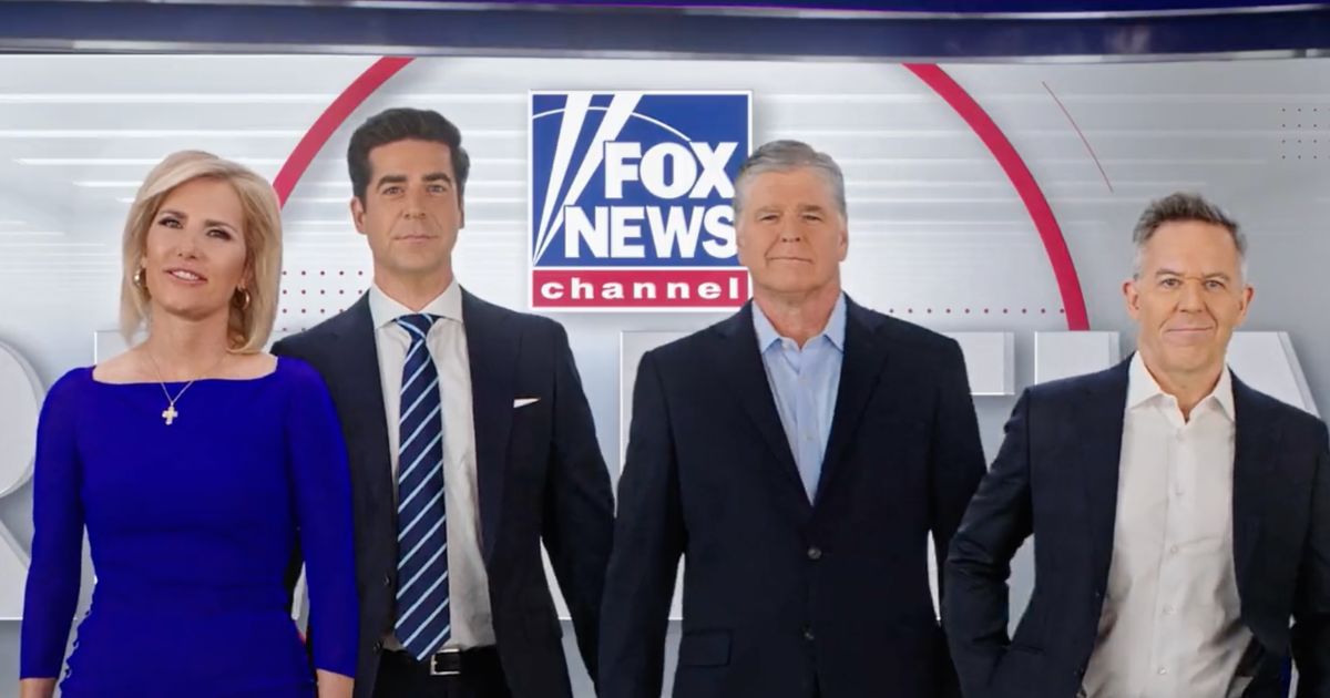In a Monday tweet, Fox News revealed its new prime-time lineup. From left to right, Laura Ingraham, Jesse Watters, Sean Hannity and Greg Gutfeld.
