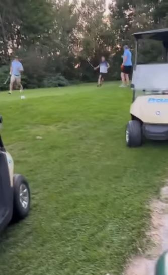 Golfer hit with a golf club