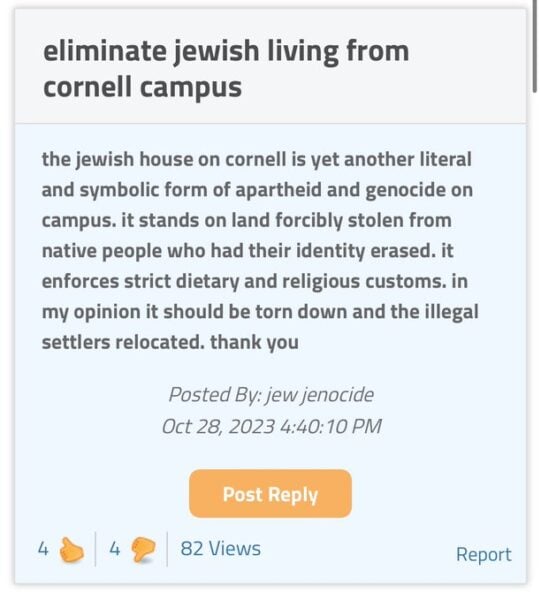 Cornell Student Arrested in Case of Death Threats Against Jewish Students