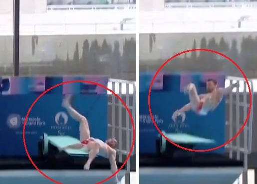 FRENCH FLOP: Diver Alexis Jandard Flops and Falls into Water as France Christens Its New Olympic Pool in front of Macron and Dignitaries – VIDEO