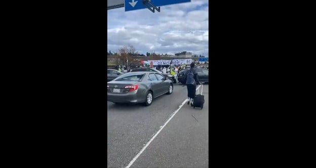WHAT A DISGRACE: Pro-Hamas Protesters Shut Down Road to Seattle Airport, Forcing Travelers to Leave their Cars and Walk to the Terminals (VIDEO)